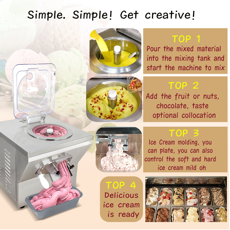 Table Top Mini Home Smart Commercial Ice Cream Machine All In One Gelato Ice Cream Machine Italian Gelato Ice Cream Making - Hard Ice Cream Machine - 6