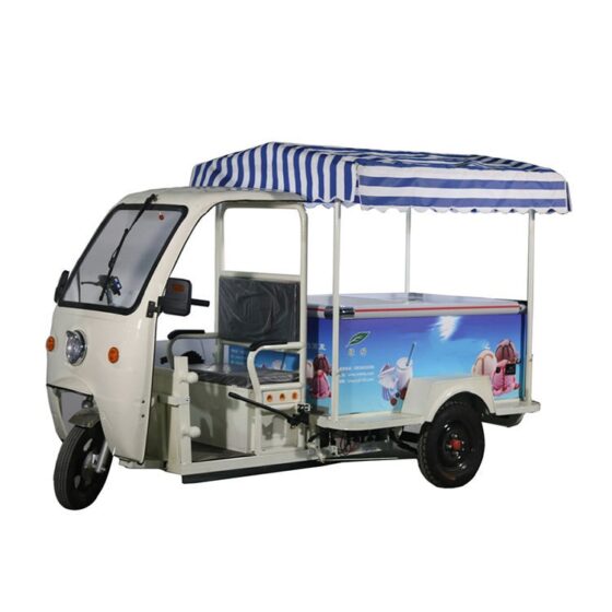 Electric Food Tricycle 3 Wheels Mobile Food Car for Sale Ice Cream Hot Dog Freezer Motor Tricycle On Sand