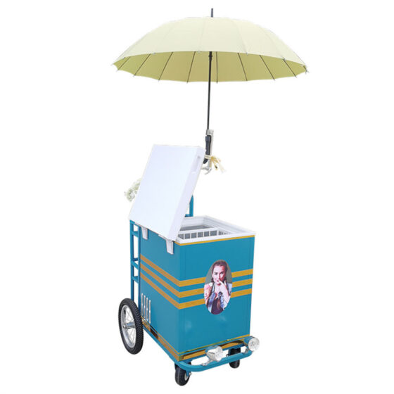 Hot Sell Ice Cream Cart Trailer Mobile Food Truck Snack Food Push Car Stand Vending Cart/Mobile Freezer/Mobile Refrigerator