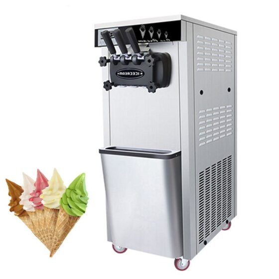 Commercial Soft Serve Ice Cream Making Machine with 2 Ice Cones 3 Flavors Ice Cream Machine