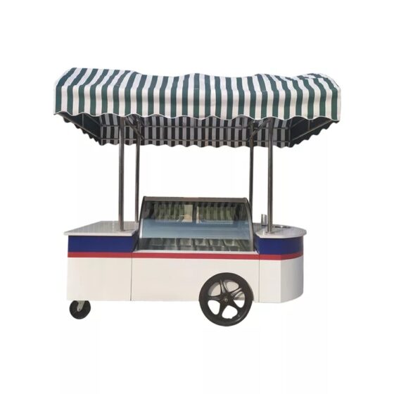 Hot Sell Popular Trailer Ice Cream Cart Kiosk with Display Freezer Shopping Mall Trade Show Snack Mobile Food Cart with Wheels