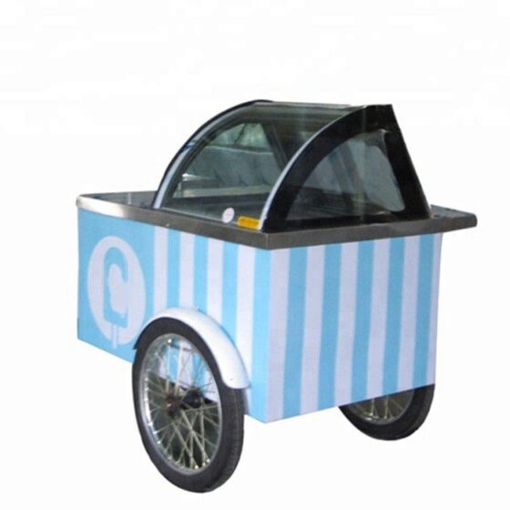 Fashion Italian Gelato Ice Cream Mobile Push Popsicle Showcase Freezers Vending Cart for outdoor