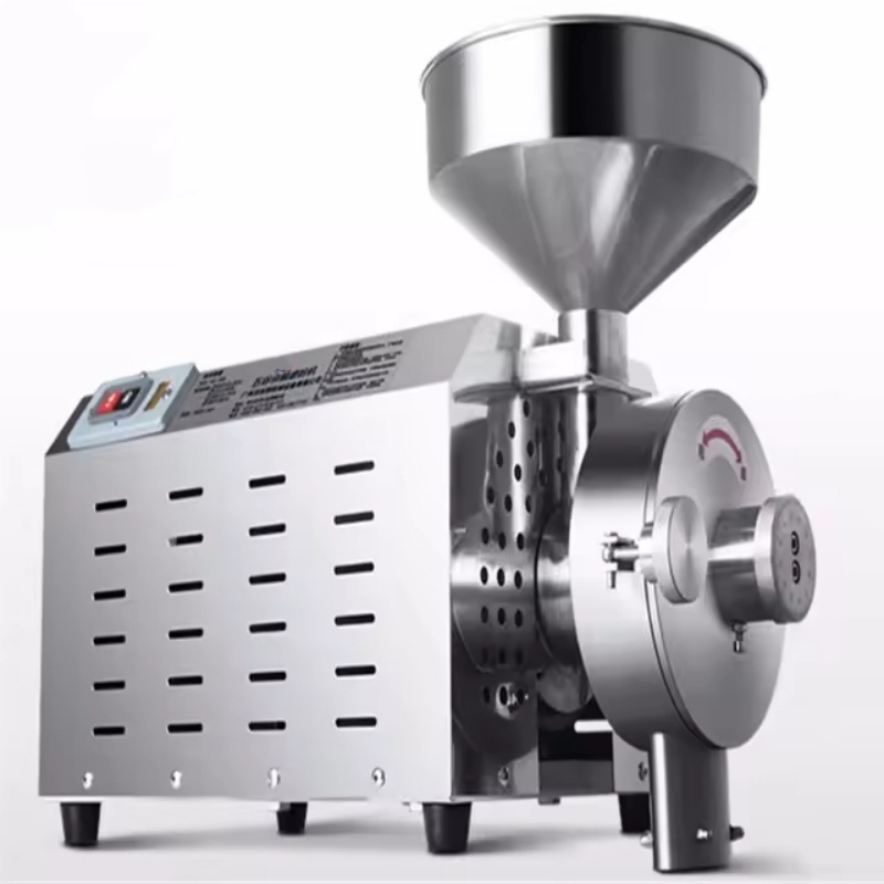 HK-860 3KW Large Capacity Stainless Steel Electric Motor Dry Grain Milling Machine 220V 20-50KG/H Home Restaurant Use Flour