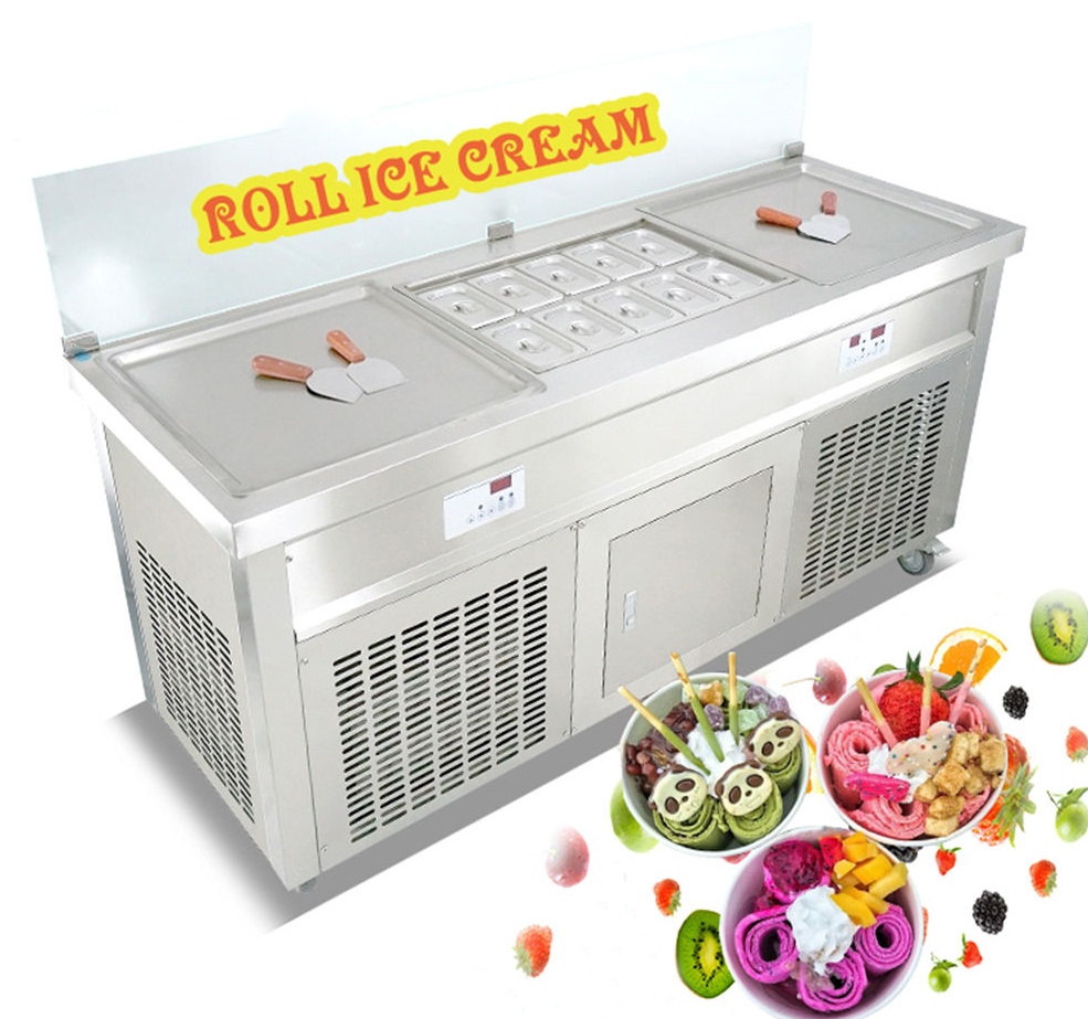 🔥Ideal Business Choice for Summer-Double Pan Fried Ice Cream Machine🍨